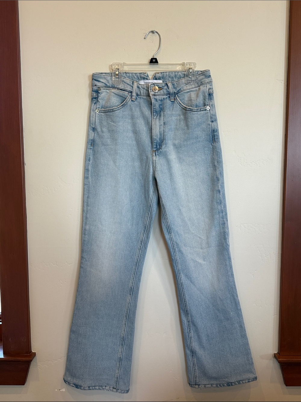 SPRWMN High Rise Micro Flare Jeans in Light Wash Denim size 27